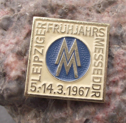 1967 MM Leipzig Messe East German Trade Fair DDR GDR Logo Pin Badge - Badgecrazy
