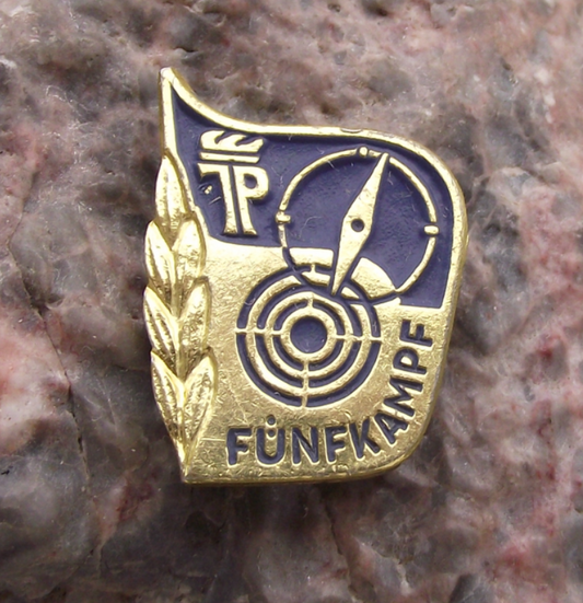 Vintage Thalmann Pioneer DDR Funfkampf Gun Target Pentathlon Pin Badge - Badgecrazy