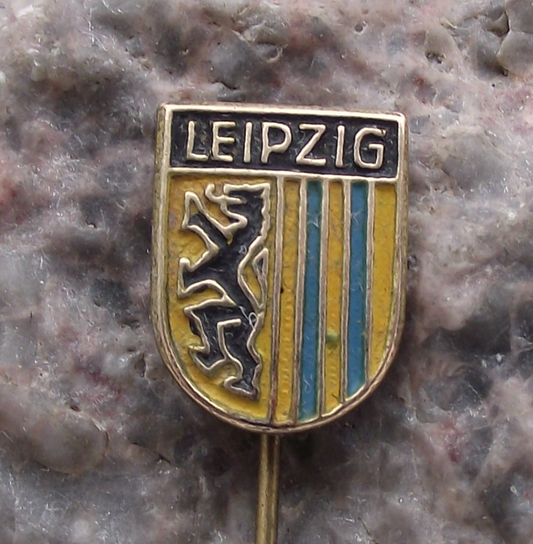 Vintage Leipzig East German DDR Coat of Arms Heraldic Crest Pin Badge - Badgecrazy