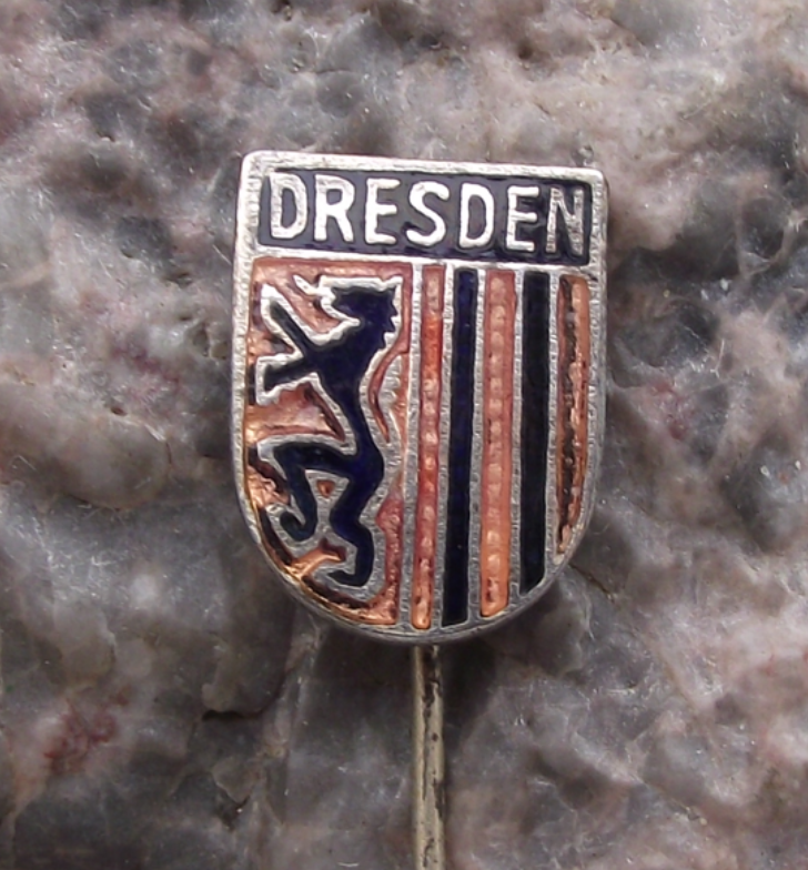 Vintage Dresden East Germany DDR Coat of Arms Heraldic Lion Pin Badge