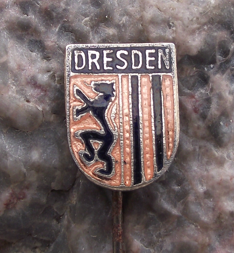 Vintage Dresden East Germany DDR Coat of Arms Heraldic Lion Pin Badge