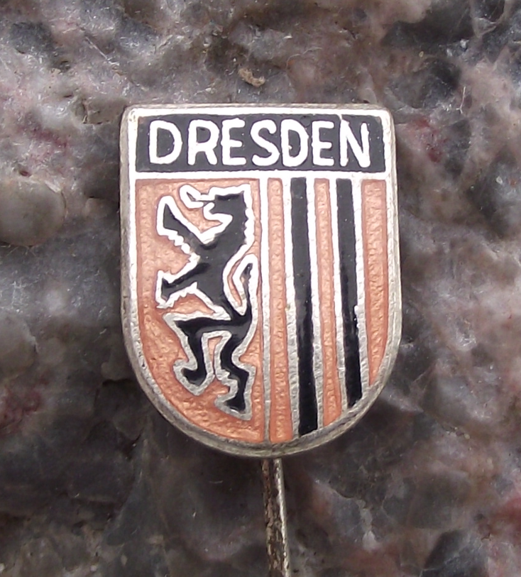 Vintage Dresden East Germany DDR Coat of Arms Heraldic Lion Pin Badge