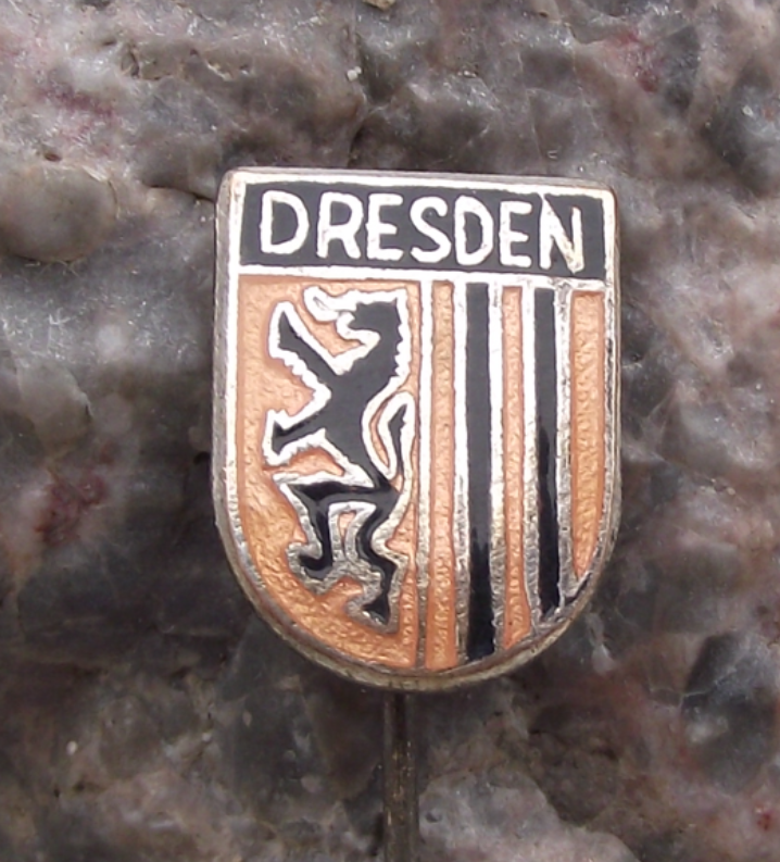Vintage Dresden East Germany DDR Coat of Arms Heraldic Lion Pin Badge