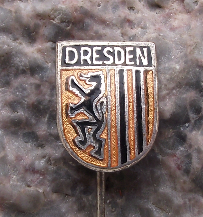 Vintage Dresden East Germany DDR Coat of Arms Heraldic Lion Pin Badge