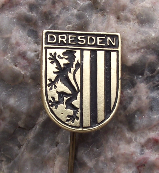 Vintage Dresden East Germany DDR Coat of Arms Heraldic Crest Pin Badge - Badgecrazy