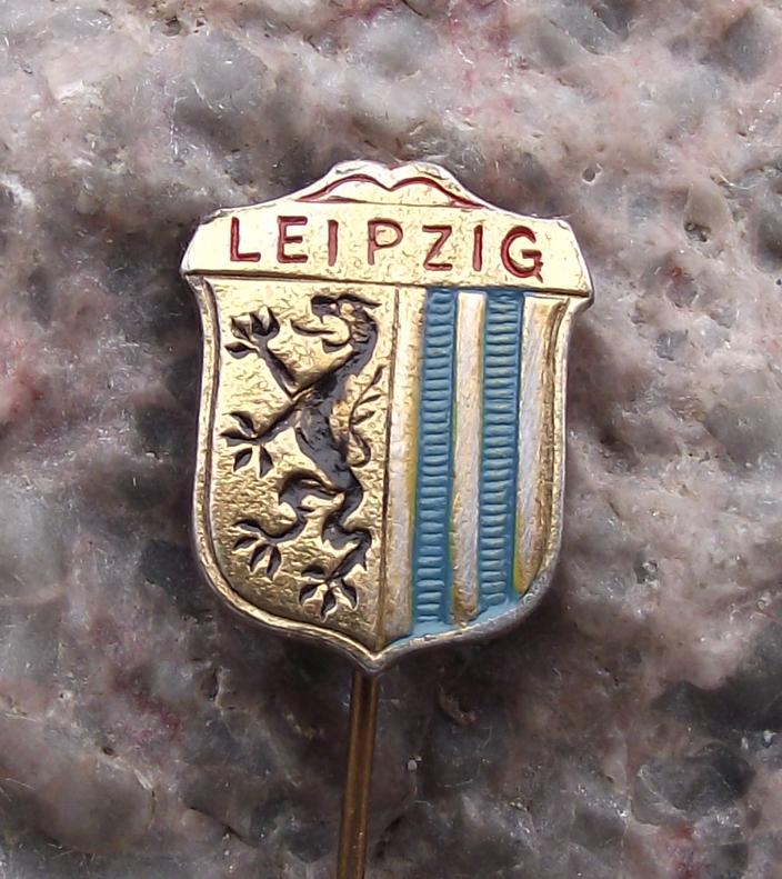 Vintage Leipzig East Germany DDR Coat of Arms Lion Crest Pin Badge