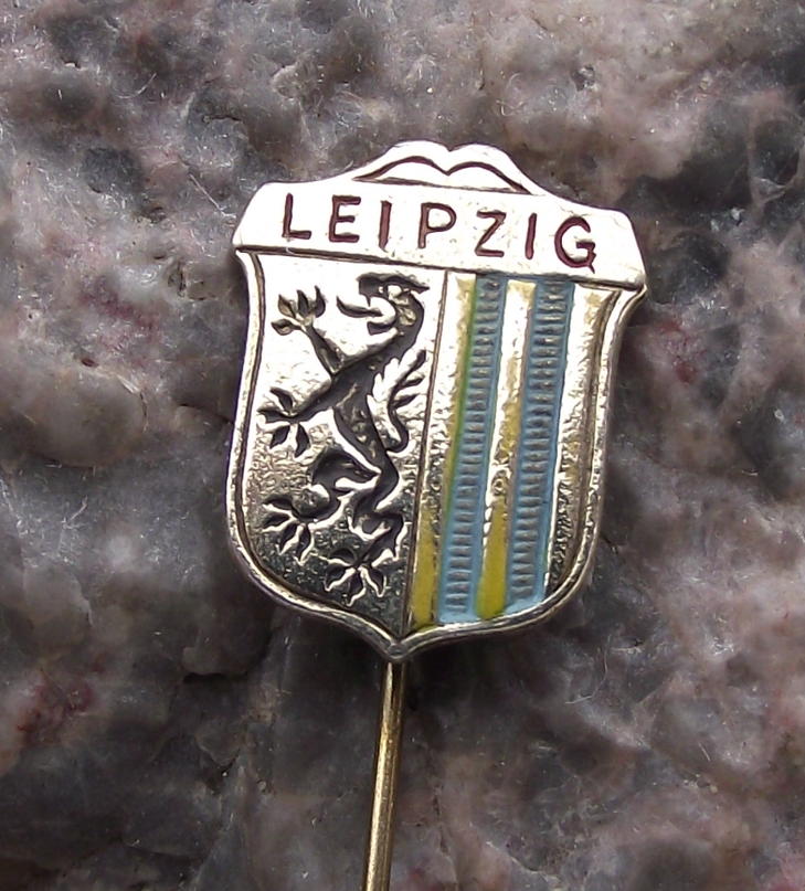 Vintage Leipzig East Germany DDR Coat of Arms Lion Crest Pin Badge
