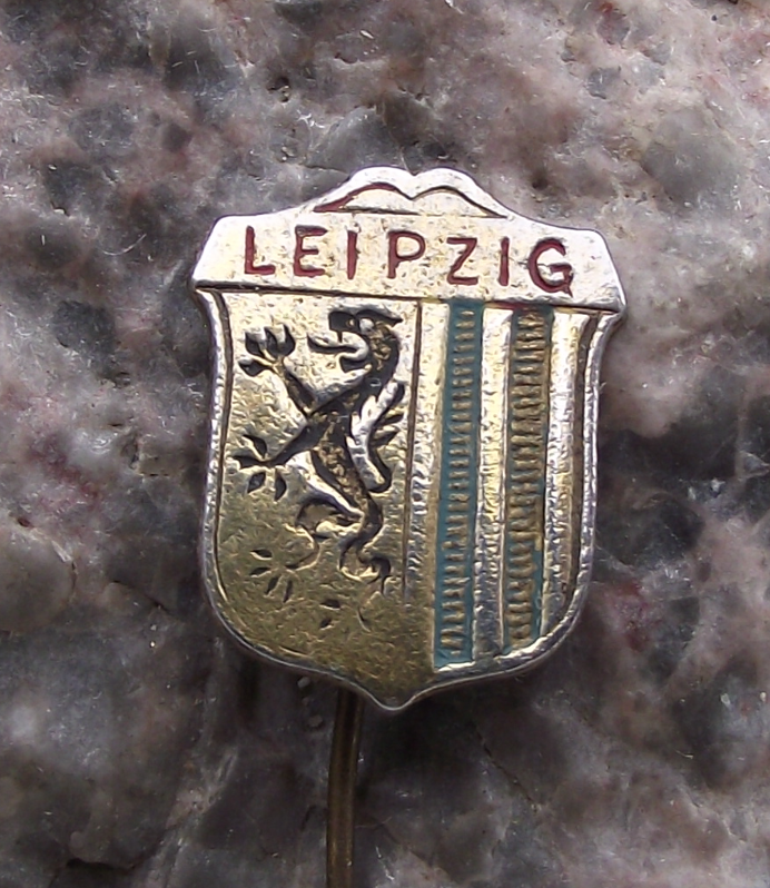 Vintage Leipzig East Germany DDR Coat of Arms Lion Crest Pin Badge