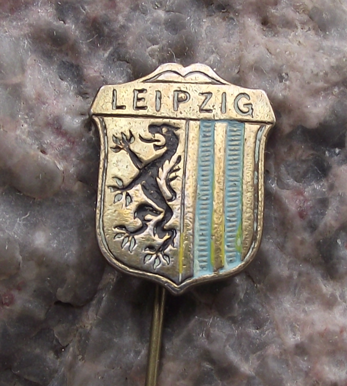 Vintage Leipzig East Germany DDR Coat of Arms Lion Crest Pin Badge