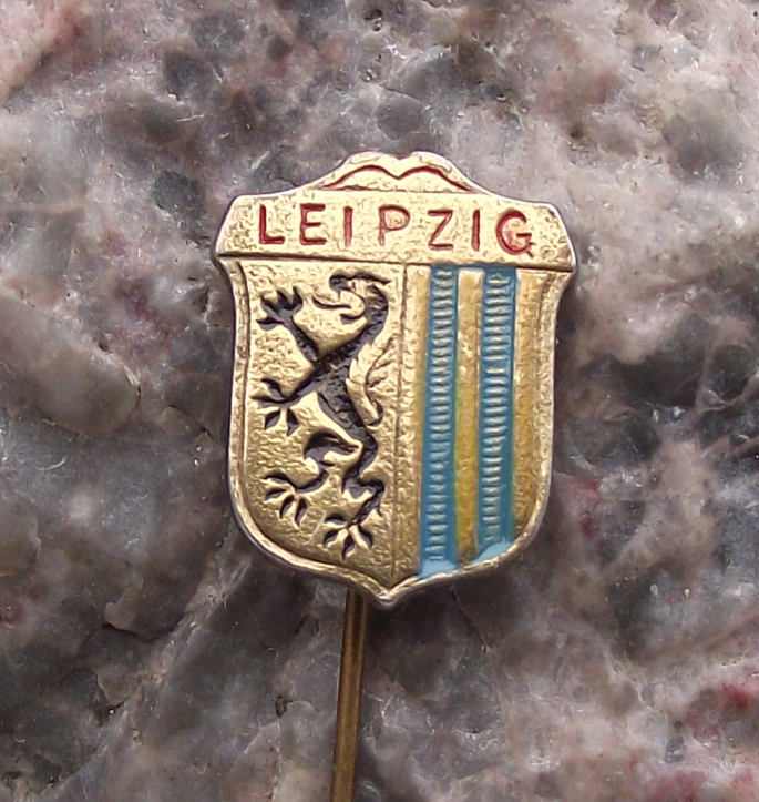 Vintage Leipzig East Germany DDR Coat of Arms Lion Crest Pin Badge