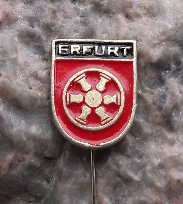 Vintage Erfurt East German DDR Heraldic Crest Coat of Arms Pin Badge