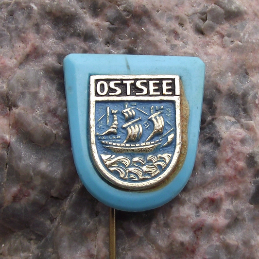 Vintage Ostsee East Germany DDR Coat of Arms Heraldic Crest Pin Badge