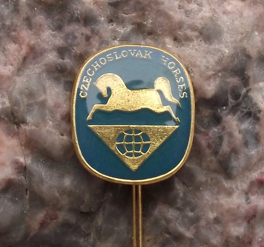 Vintage Czechoslovakia Horses Breeding Pony Export Firm Pin Badge - Badgecrazy