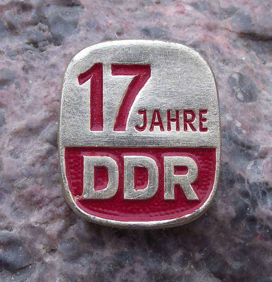 1966 German DDR GDR 17th Anniversary East Germany Brooch Pin Badge