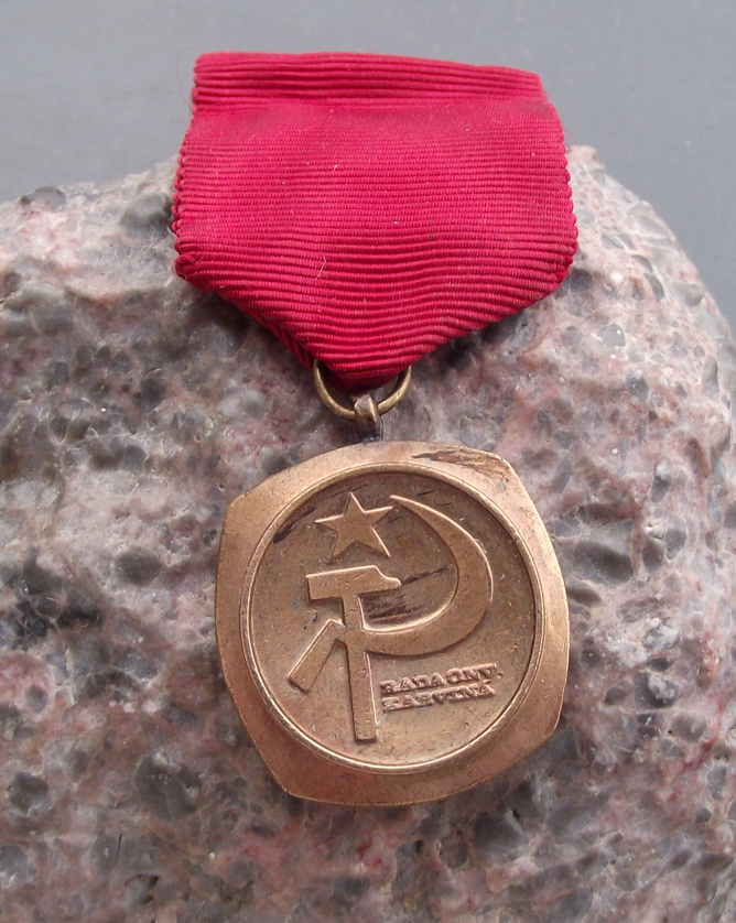 Vintage Soviet Hammer Sickle Communist Icon Services Karvina Award Medal