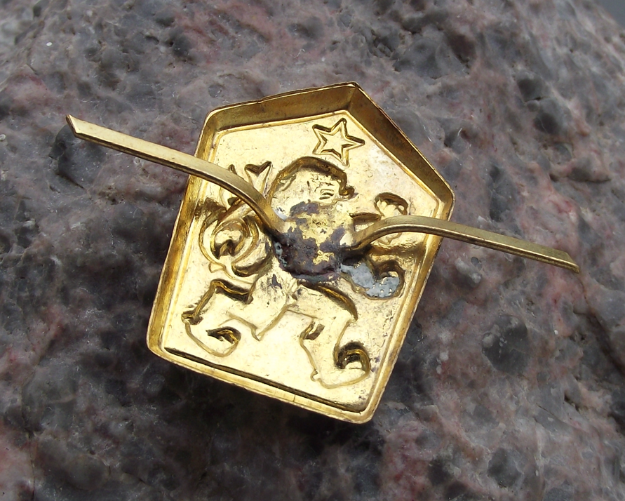 Czechoslovakia Army CSLA Hat Cap Insignia Enamelled Lion and Star - Badgecrazy