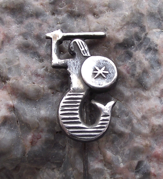 Vintage Polish Mermaid and Shield Warsaw Syrenka Poland City Crest Pin Badge