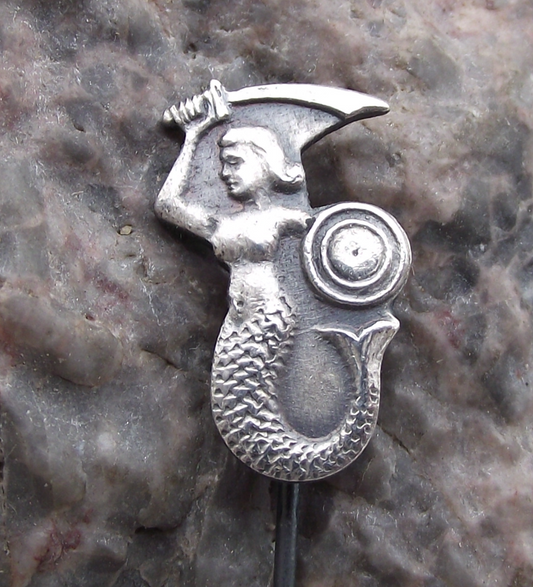 Vintage Poland Mermaid Statue of Warsaw Polish Syrenka City Crest Pin Badge