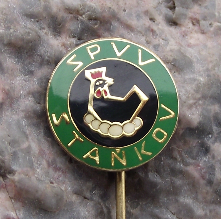 Vintage SPVV Stankov Czech Chicken Farming Bird and Eggs Pin Badge