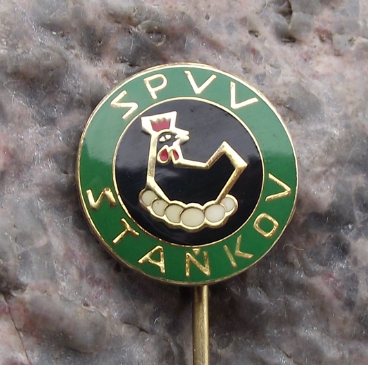Vintage SPVV Stankov Czech Chicken Farming Bird and Eggs Pin Badge