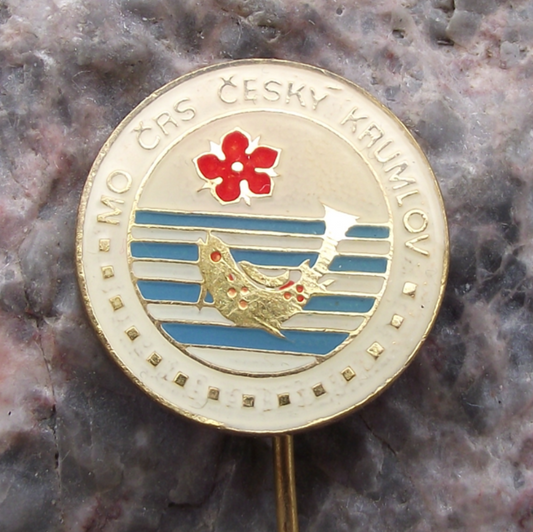 Vintage CSRS CRS Fishing Association Cesky Krumlov Czech Pin Badge