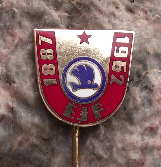 1962 Skoda Car Company Vehicle Electrics Plant EJF Julius Fucik Pin Badge