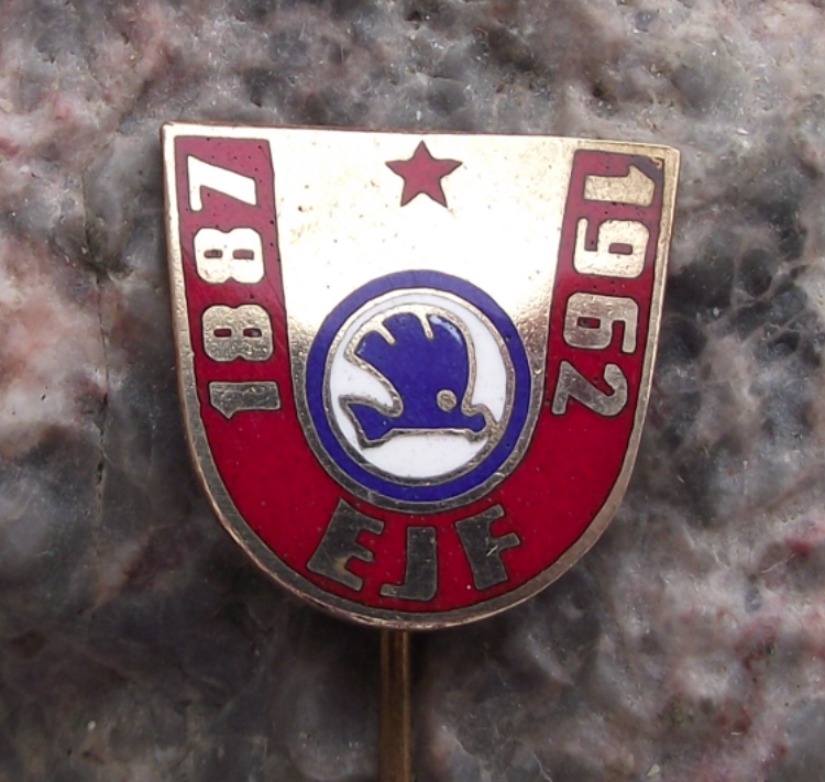 1962 Skoda Car Company Vehicle Electrics Plant EJF Julius Fucik Pin Badge