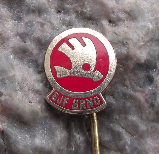 Vintage Skoda Auto Car Electrics Electricals Julius Fucik EJF Brno Pin Badge