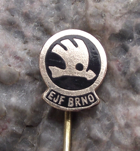 Vintage Skoda Auto Car Electrics Electricals Julius Fucik EJF Brno Pin Badge
