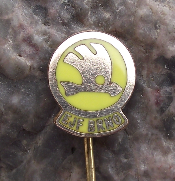 Vintage Skoda Auto Car Electrics Electricals Julius Fucik EJF Brno Pin Badge