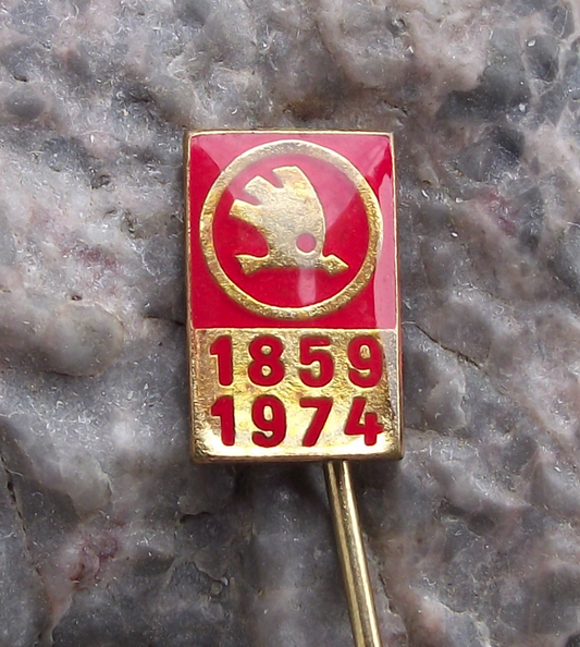 1974 Skoda Autos Company Czech Motor Car Maker 115th Anniversary Pin Badge