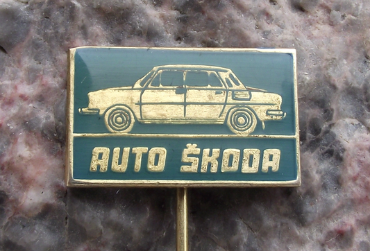 Vintage Skoda Auto Model 1100MB Mlada Boleslav Car Advertising Pin Badge