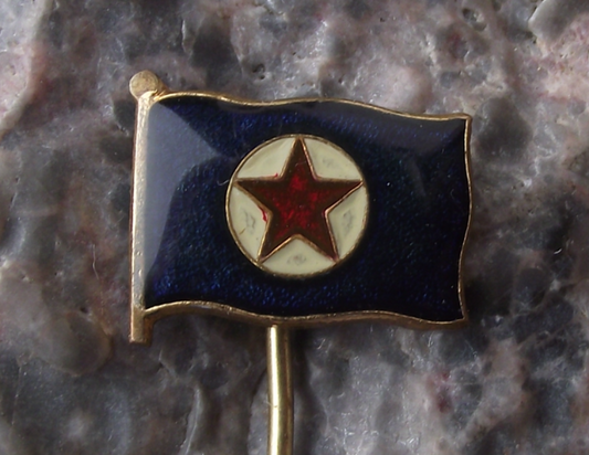 Vintage Czechoslovakia Maritime Navigation Company Flag Pin Badge - Badgecrazy