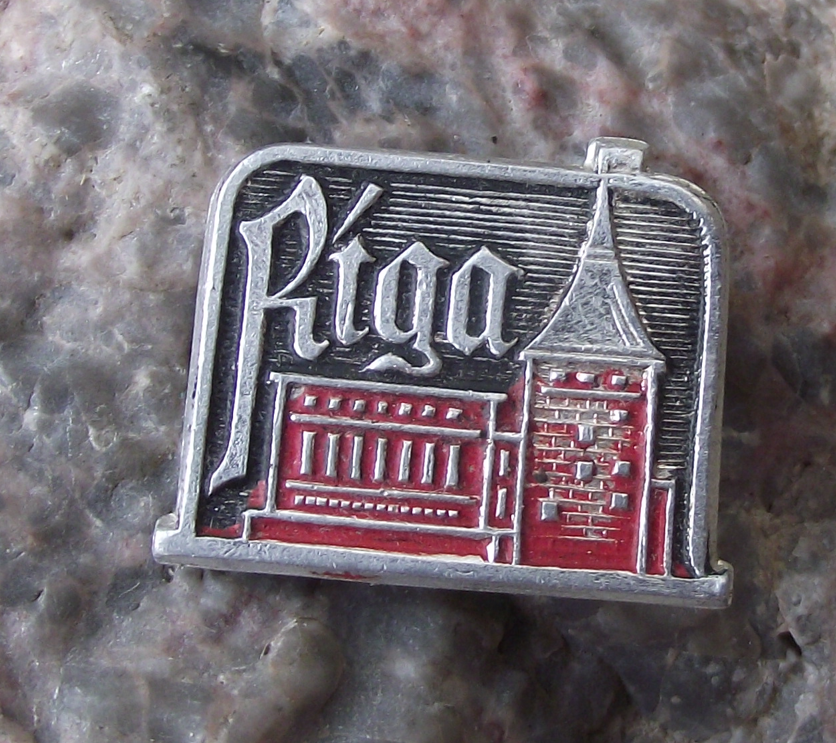 Vintage Latvia Riga Powder Tower Pin Badge