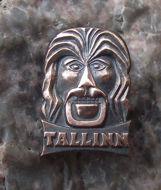 Vintage Estonia Tallinn Wild Monster Man Kalevipoeg Door Knocker Pin Badge