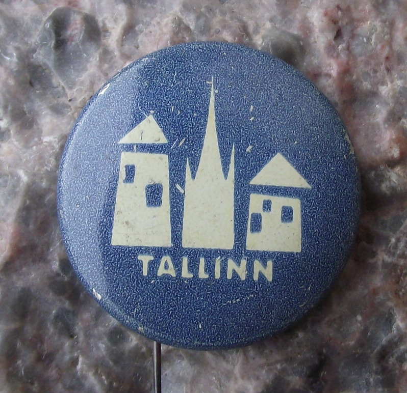 Vintage Estonia Tallinn Town Buildings and Church Spire Pin Badge