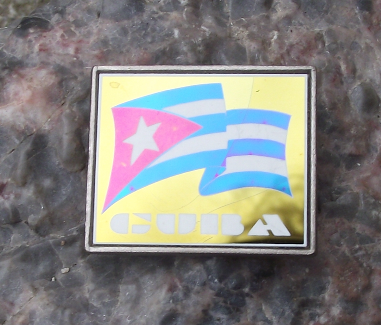 Vintage Cuba National Flag Cuban Mirror Pin Badge