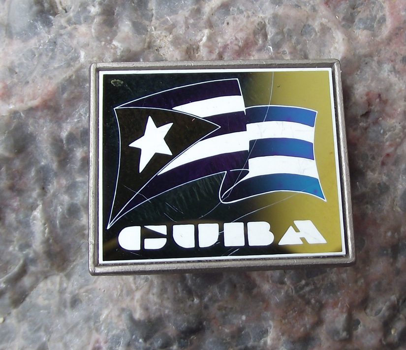 Vintage Cuba National Flag Cuban Mirror Pin Badge