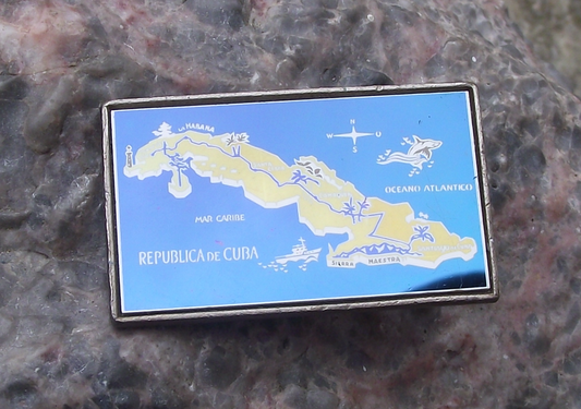 Vintage Map of the Republic of Cuba Cuban Mirror Pin Badge