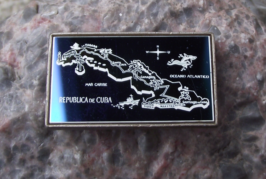 Vintage Map of the Republic of Cuba Cuban Mirror Pin Badge