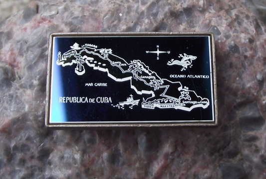 Vintage Map of the Republic of Cuba Cuban Mirror Pin Badge