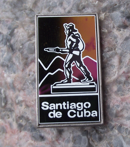 Vintage Santiago de Cuba Monument to Mambi Warriors Cuban Mirror Pin Badge