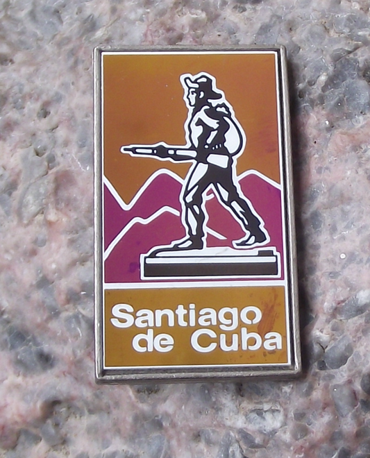 Vintage Santiago de Cuba Monument to Mambi Warriors Cuban Mirror Pin Badge