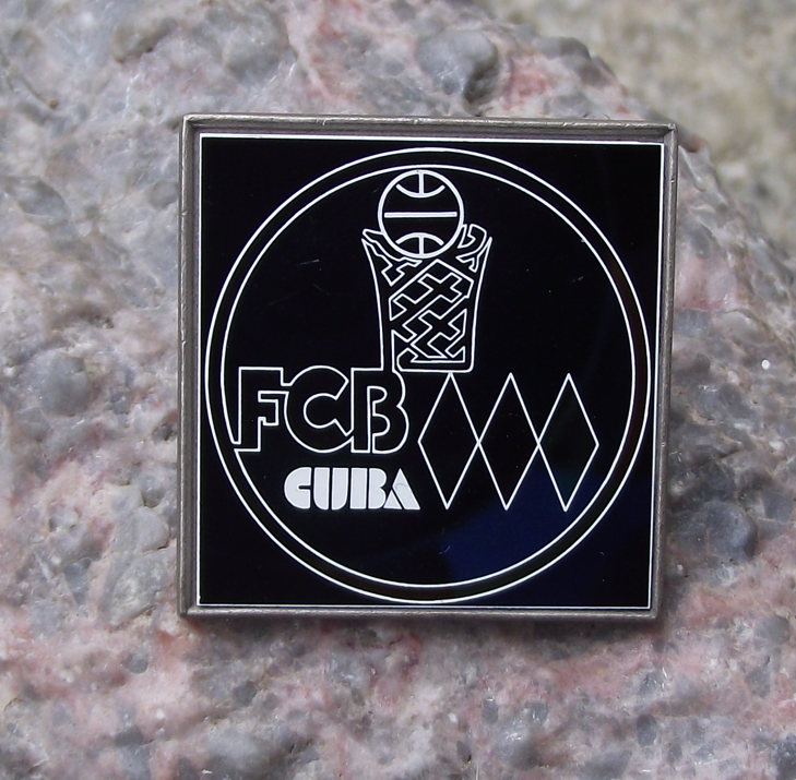 Vintage Cuba Basketball Association FCB Cuban Sports Mirror Pin Badge