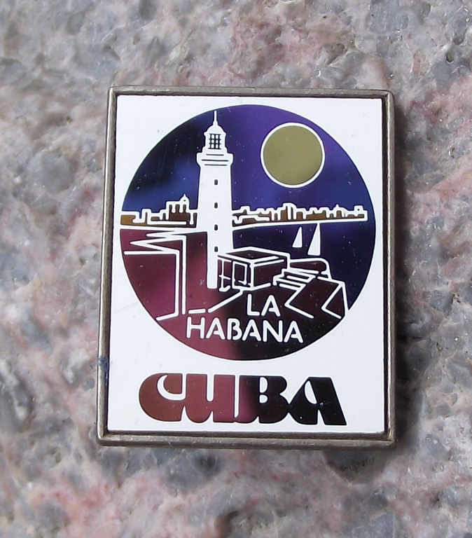 Vintage Cuba La Habana Havana Lighthouse Cuban Mirror Pin Badge
