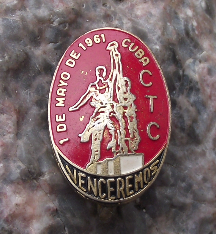 Vintage Cuba CTC Central Workers Trade Union Bay of Pigs Venceremos Pin Badge