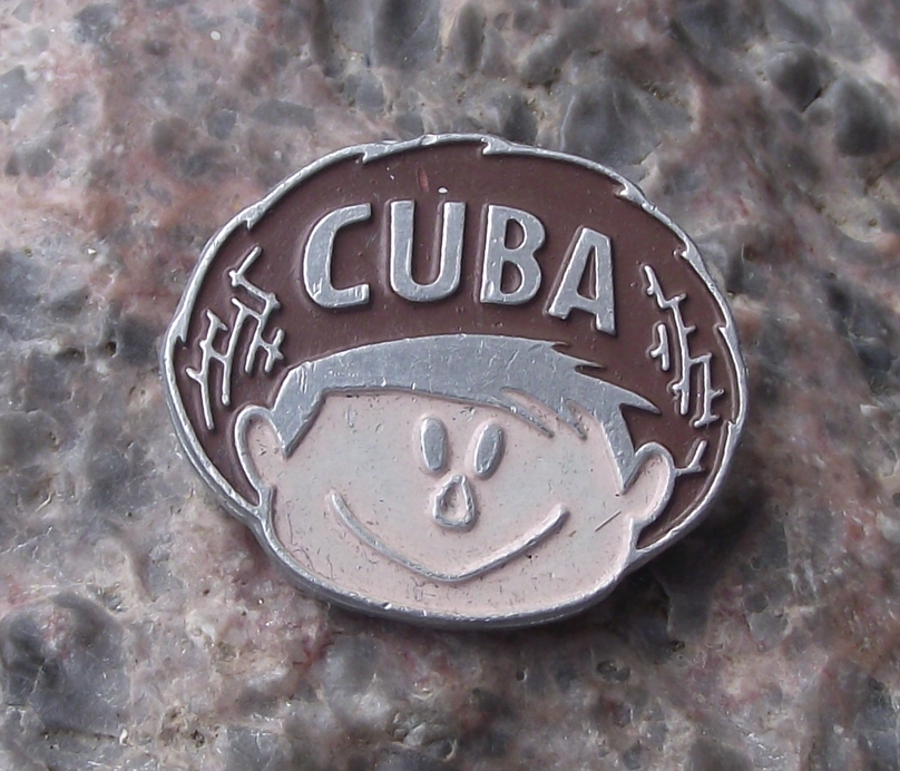 1960s Cuban Cuba Face of a Smiling Boy Pin Badge