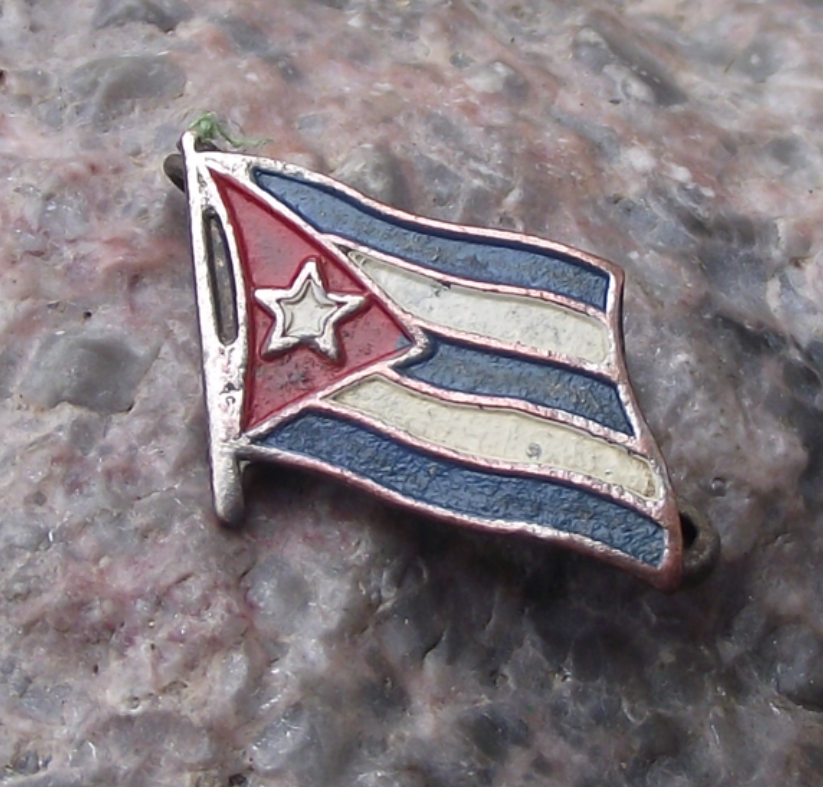 Vintage Cuba National Flag Bandera Nacional de Cuba Cuban Pin Badge