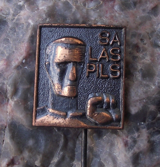 Vintage Latvia Salaspils Memorial Ensemble World War 2 Work Camp Pin Badge