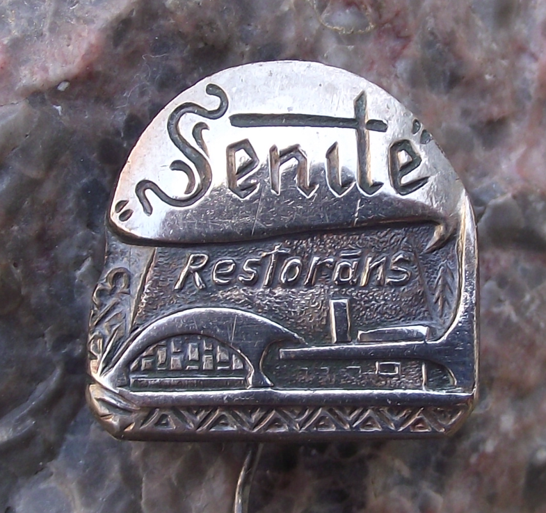 Vintage Latvia Riga to Sigulda Restaurant Senite Cultural Monument Pin Badge